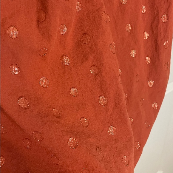 LC Lauren Conrad squareneck peasant top copper metallic polka dots terra-cotta - Picture 4 of 8